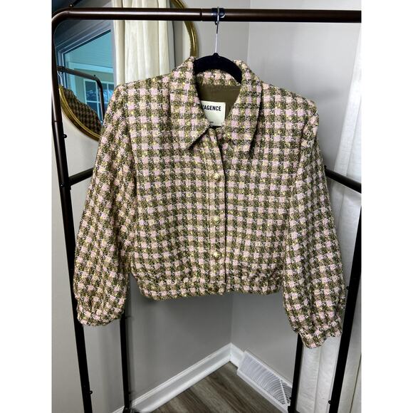 L'Agence Bridges Cropped Metallic Tweed Jacket size 6 - Picture 2 of 6